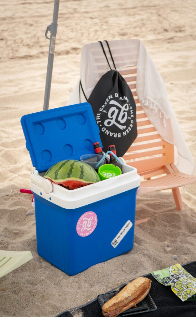 "Cooler with ice packs for food safety during a power outage."