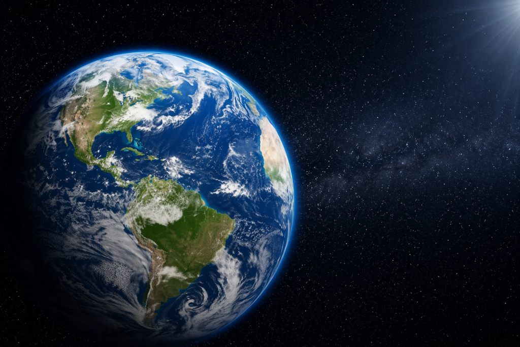 Planet Earth from space showing oceans and atmosphere on Earth Day