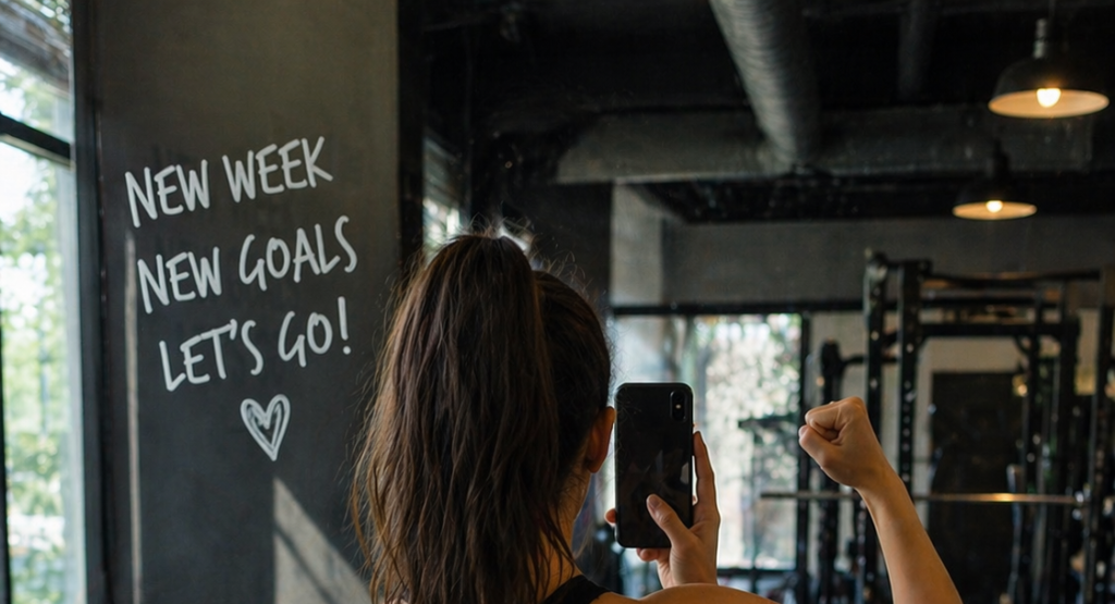 person feeling motivated starting new goals with high energy and excitement