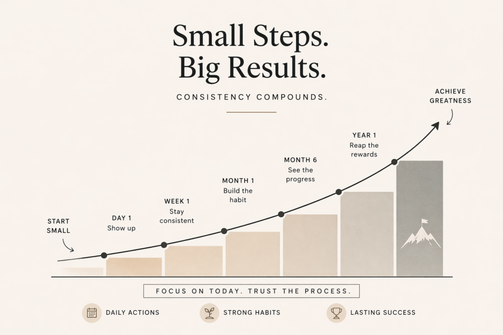 small consistent actions leading to long term success and discipline