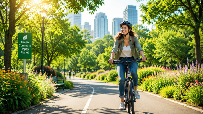 Eco-friendly cycling in green park for sustainable lifestyle.